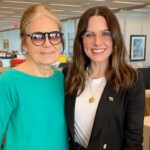Sophia Bush Instagram - This woman helped us all to change it all. Happy 90th, @gloriasteinem. I will never get over having you as the inaugural guest on @workinprogress years into being able to ask your advice in this life. I will also never get over the fact that college journalism student me grew into grown up me that gets to ask her hero for advice.

And? I reaaally love that @gettyimages captured our first meeting. The moment where the world saw my soul leave my body, my brain melt, and my short circuiting self have to figure out if I should hug you or kiss you. Glad some part of me knew that a hug was the correct answer for a “nice to meet you” moment. Your patience is inspiring. As is your eyewear. You sweet soul. Bless you. ❤️‍🔥