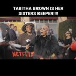 Tabitha Brown Instagram - Laaawwdddd Peri be so disrespectful 😩 Earlier this week I was on the red carpet being interviewed by @tanishalavernegrant and Peri tried to take over😩. I was prepared tho and blessed my sis with a fan ❤️. #perimenopause #menopause #womanhood #sisterhood
