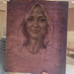 Fearne Cotton Instagram - Yesterday was a peach. We got to visit my pal @jonathanyeo studio and pick up my painting. 
During one of the lockdowns Jonny painted a few friends over video call and filmed the sittings so we could see his process. 
I've been a nerdy, mega fan of Jonny's work for many years and am hugely inspired by the way he uses colour and by his versitle technique. 
 I'm also obsessed with the parts of Jonny's paintings that he leaves undone. My translation of those areas of canvas are a nod to the parts of the sitter we don't know. The parts of the person that they themselves are still discovering. 
Yesterday we were all wide eyed taking in so many incredible pieces in his studio. A memorable afternoon and one that has kicked me up the bum to get my brushes out soon. I've painted and loved art from a young age and it remains one of the best ways for me to calm my racing mind and feel totally euphoric throughout. 
It was a honour to be painted by Jonny and I will treasure this piece for ever.