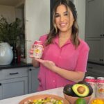 Jessie James Decker Instagram - In celebration of @waterloosparkling Tropical Fruit coming back for good @jessiejamesdecker created a Tropical Shrimp Mango Salad 🏝️The dressing features Waterloo Tropical Fruit and is SO delicious — trust! Recipe below or head to @waterloosparkling link in bio.
 
Prep time: 15 min
Cook Time: 5 min
Serves 4
 
For the Dressing:
4-5 tablespoons Waterloo Tropical Fruit Sparkling Water
4 tbsp Honey
4 tbsp Lime juice
2 tbsp fresh grated Ginger
4 tbsp white miso
4 tbsp Avocado oil
 
For the Salad:
1 lb raw shrimp, peeled and deveined
1 tablespoon olive oil
¼ teaspoon sea salt
⅛ teaspoon ground black pepper
2 medium avocados, diced
4 cups (½ head) green cabbage, shredded
2 tablespoons chopped fresh cilantro or parsley
1 large mango, chopped
¼ cup Chopped peanuts
 
Directions:
 
1. Add all of the dressing ingredients to a mason jar and shake until smooth. Taste and adjust to your liking, adding a little Waterloo to thin, if needed.
2. Sprinkle the shrimp with salt and pepper. Add the olive oil to a skillet over medium heat and cook to shrimp just until pink, about 2 to 3 minutes on each side. Remove from the heat while you make the dressing.
3. In a large bowl combine the shredded cabbage, mango, avocado, cooked shrimp, and cilantro or parsley. Drizzle with the dressing and toss to coat. Top with chopped peanuts to serve.