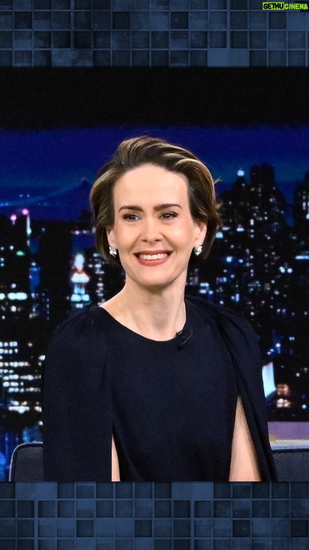 Sarah Paulson Instagram - @mssarahcatharinepaulson teaches Jimmy her vocal warm-up routine for @appropriateplay! #FallonTonight