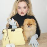 Nicola Coughlan Instagram - 🍋FENDI🍋

There are times when you get upstaged by both a very cool bag and a very cute dog and honestly no regrets 

  #FendiPeekaboo #Fendi #Ad