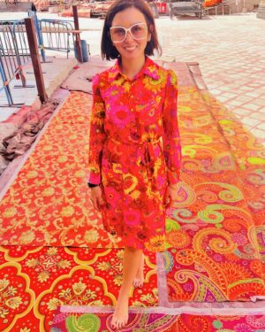Beauty Gonzalez Instagram - Feeling a bit like my other newly found style icon here.
George Harrison  of the Beatles during the 70’s.🍄
His psychedelics fueled fashion sense definitely influenced by their stint in India in the 60’s 
feels totally fresh and uber cool today. 
Groovy ✌🏻