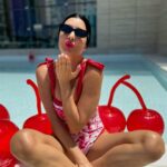 Lamitta Frangieh Instagram - Une Cerise 🍒 outfit @vioye_us 
.
.
#red #redswumsuit #spring #swimwearfashion #dubai #lamittafrangieh #mom#model #lifestyle