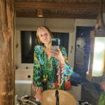 Fearne Cotton Instagram - A very random dumparooo

1)My fave dress ever that @howtoglitteraturd bought me yonks ago
2)Sky at night on a short recent trip with the fam. Cherished family time. 
3)Honey papping everyone 📷
4)Frank licking his own toes. #talent 
5)My new fave trousers
6)If you listen to my @bbcradio2 show you will hear me talking about Becky Currie all the time. Still one of my all time besties. Here we are in the early 90s. 
7)Team @happyplaceofficial setting up for a HUGE pod guest coming soon....who could it be? 
8)Jamie Cotton having a cuppa.