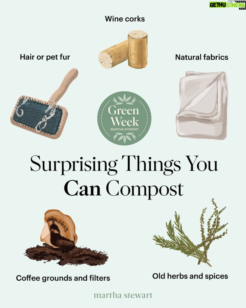 Martha Stewart Instagram - Making your own compost is one of the most effective ways to reduce waste and build healthy soil. But in order to get started, you must first know what items you can and can't compost. Adding the wrong things to your compost pile can attract insects, slow decomposition, or introduce harmful chemicals. Head to the link in our bio to read the 9 surprising things you should compost—and 10 you shouldn't.