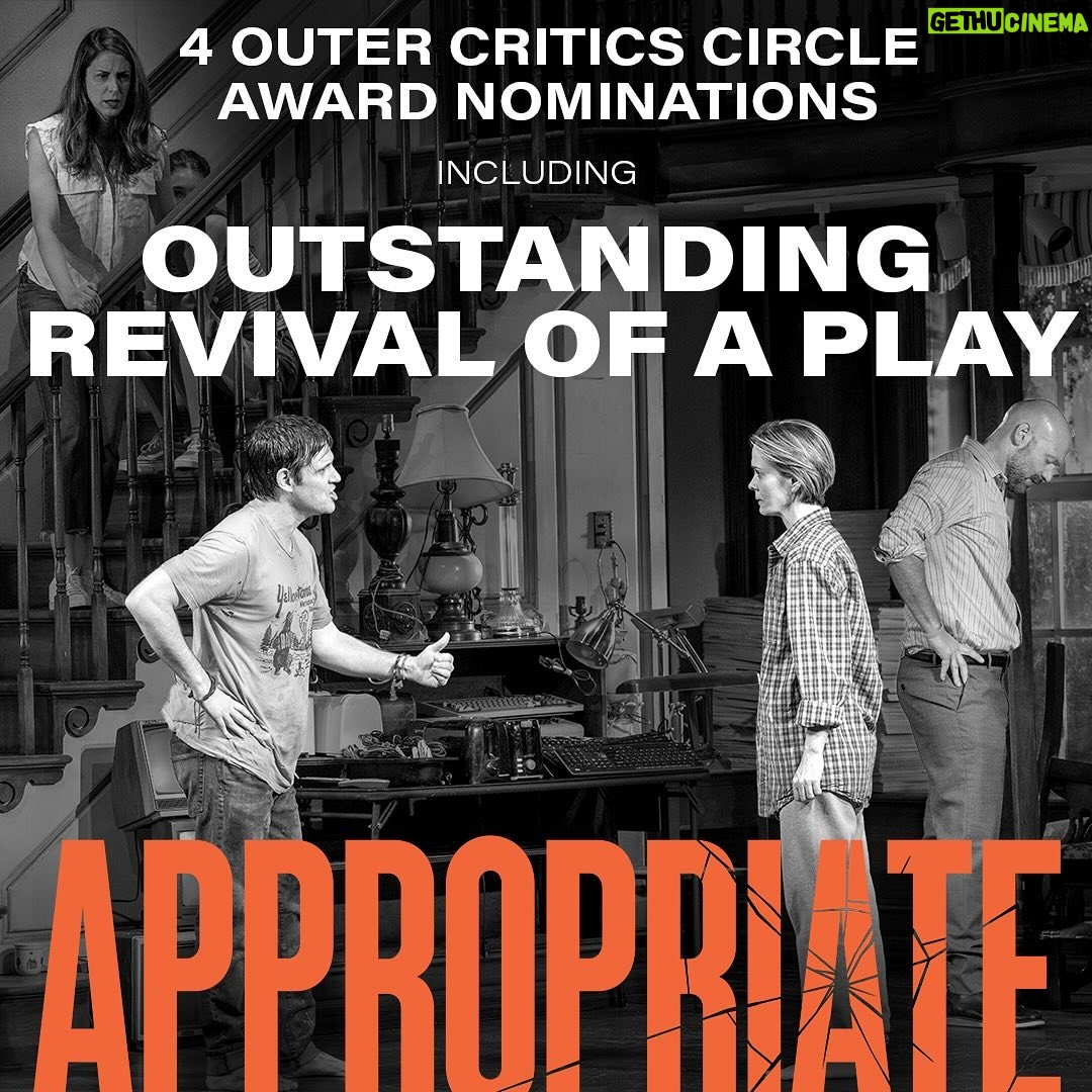Sarah Paulson Instagram - Congratulations to the company of #AppropriateBway, nominated for 4 @outercriticscircle Awards, including:
⭐️ Outstanding Revival of a Play
⭐️ Outstanding Lead Performer, Sarah Paulson
⭐️ Outstanding Direction of a Play, Lila Neugebauer
⭐️ Outstanding Scenic Design, dots