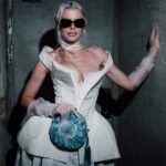 Vivienne Westwood Instagram – @juliafox wears a corseted bridal gown from the Andreas Kronthaler for Vivienne Westwood Spring-Summer 2024 collection, styled with our Rosie Circle Frame Crossbody bag – at the afterparty of the Andreas Kronthaler for Vivienne Westwood Autumn-Winter 2024/25 show.⁠
⁠
Photography by @sophographylondon