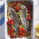 Martha Stewart Instagram – Cooking a fish whole, as opposed to fillets, is a quick and simple way to get dinner on the table. This recipe for baked trout is a whole meal since the cherry tomatoes and Yukon gold potatoes roast with the fish. Even better, everything bakes in the same dish, making this a one-pan meal. The fish’s skin is crispy, the potatoes are tender, and the cherry tomatoes burst and caramelize. Get the recipe at the link in our bio. 📷: @rachelfromiowa