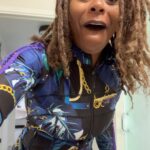 Tabitha Brown Instagram – Donna said she loc’d up right now but she will be back bigger and better soon😂. Let her have some down time 😂 #protectivestyles #tabithabrown 
Faux locs @hairbyashnicole
Track suit by @brickbuiltapparel