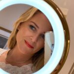Jessica Capshaw Instagram - Checking my look before stepping into another magical day in Paris!! ☺️ Side note...@gucciwestman & @westmanatelier make the most insanely gorgeous foundations, cheek colors, highlighters, contours and CLEAN MASCARA!! I don’t really wear makeup when I’m not working but if I do it’s this and it’s sooooooo easy to put on and looks so natural that you never look made up. It’s just you. Clearer, brighter and more colorful. Love it!