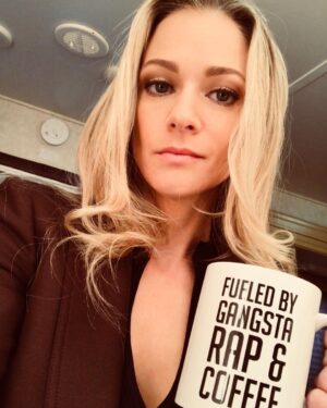 A.J. Cook Instagram - Yup. She gets me. Thanks @kirstenvangsness for my new favorite mug. ☕️🖤 #coffee
