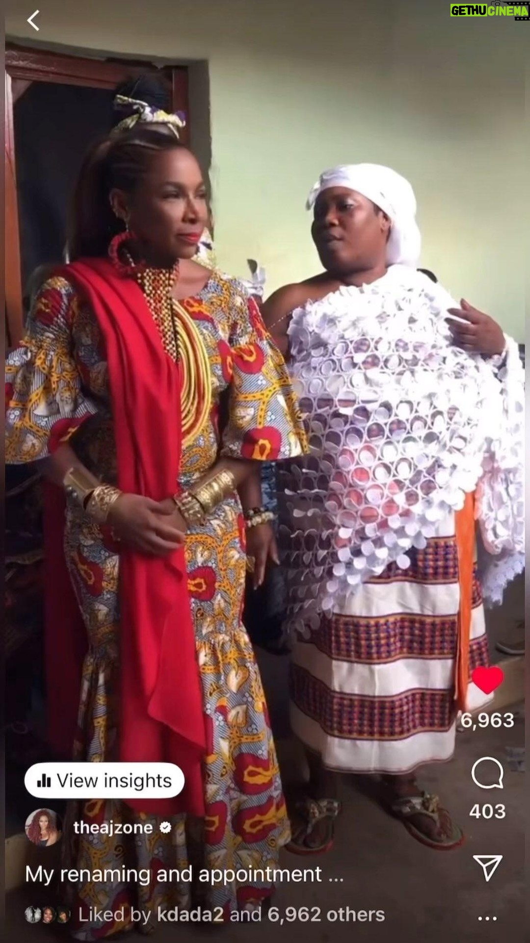 A.J. Johnson Instagram - Our names in Ghana, West Africa. tell people about our character, the region we are from. Our names were stolen from us in the transatlantic slave trade to wipe us of the self esteem, pride and knowledge of who we are and where we came from. Queen Okyerebea.. a pioneering spirit, small in stature, a fearless female warrior who founded the Akwamu region in Ghana. My brother is explaining that no one envies me 🤣🤣 as the responsibility that comes with this name STARTS with advising the current Queen Mother. Upon the announcement, the elders wiped my feet- to clear my forward steps as AKUA OKYEREBEA of any bad energy. AKUA ( born on Wednesday) OKYEREBEA ( pioneering queen) A renaming ceremony is very emotional and a favorite part of THE AJ AKUA REBIRTH RETREAT, Ghana. DEC. 30,2023- JAN. 7,2024 I literally felt reborn in being re named and can’t wait to experience it with you!!🥹☺️🙏🏾🇬🇭 Email theajzoneretreats@gmail.com for retreat details