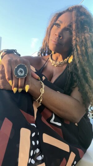 A.J. Johnson Instagram - Y'all.... A #DOWNLOAD at sea!!!😳🛳️

Ok..if you're a control freak... this is for you. 
You MUST release thinking you are in control. 🤦🏾‍♀️

Even if you think you are responsible for the good Our more demands we move like water-in the power of our flow- our flexibility!?😲

THIS week... let's practice moving like water-having a flexible mind- a soul that can shift direction and move over under and around ANY obstacle! Let's practice being like water-more flow! The flow is not easy... but it is necessary. Be water. AMEN? 🖤🤍AJ AKUA

#soul filled #Sunday
#flow
#water 
#bewater
#control
#virginvoyages