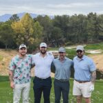 Aaron Rodgers Instagram - O-Line Trip. First round post surgery. Las Vegas. Shadow Creek #17. “Let’s take a photo boys”, moments later…Hole in One!!! 🔥🔥🔥 Thanks to @mcgovenator60 for capturing the moment after!! #golflife #jetslife #2ndCareer1