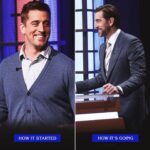 Aaron Rodgers Instagram – Suit > sweater thing, I think we can all agree on that 😂😂
2 nights to go, check your local listings 🙏🏻💯 #ilovejeopardy #thankful #