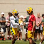 Aaron Rodgers Instagram - Playing with @rcobb18 , being coached by Tom Clements, seeing an old warrior and teammate @62theyard and riding down to work with @davidbakhtiari jamming tunes... Ya, today was a great day. ❤️ #year18 #69haspinkeye #