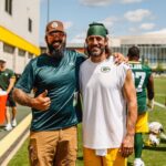 Aaron Rodgers Instagram - Playing with @rcobb18 , being coached by Tom Clements, seeing an old warrior and teammate @62theyard and riding down to work with @davidbakhtiari jamming tunes... Ya, today was a great day. ❤️ #year18 #69haspinkeye #