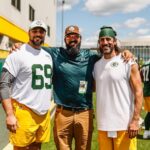 Aaron Rodgers Instagram - Playing with @rcobb18 , being coached by Tom Clements, seeing an old warrior and teammate @62theyard and riding down to work with @davidbakhtiari jamming tunes... Ya, today was a great day. ❤️ #year18 #69haspinkeye #