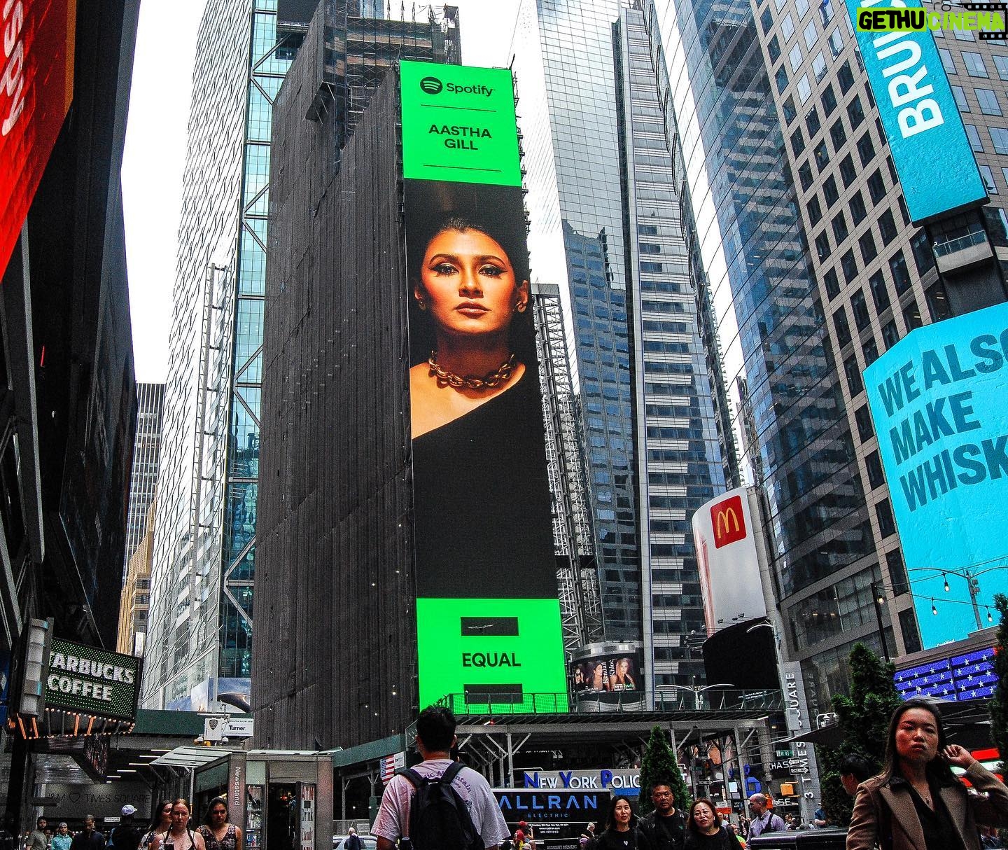 Aastha Gill - 35.5K Likes - I'm delighted to tell you #kyun has reached NY #timessquare with @spotifyindia 💛
#Equal