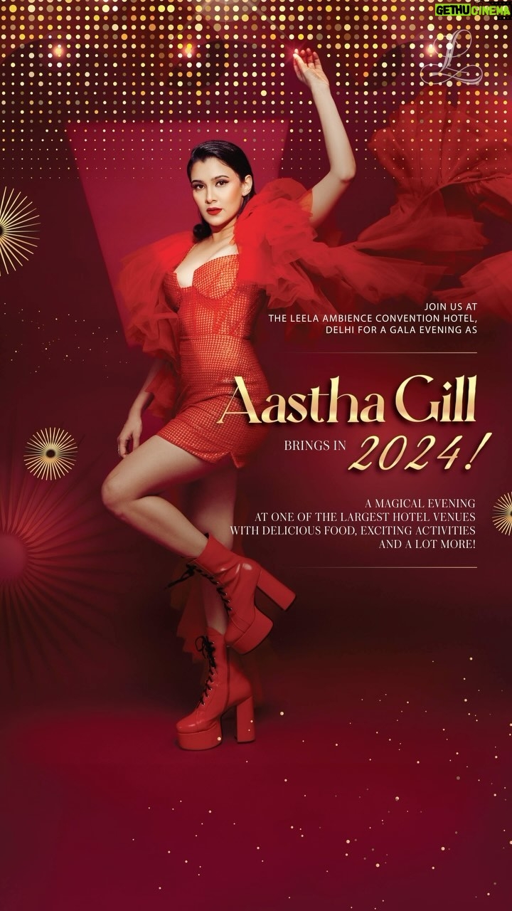 Aastha Gill Instagram - Wassup People, Catch me Performing Live at @theleelaambiencedelhi on New Year’s Eve ie 31st December 2023 8 pm onwards, so book your tickets and tables now on Book my show. The event is Powered by @eventsbistro