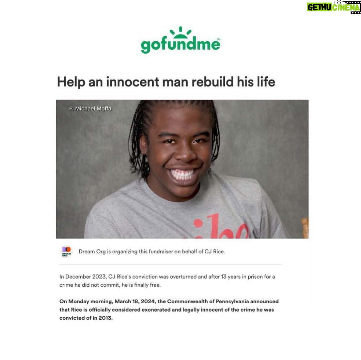 Adam Scott Instagram - An innocent man, CJ Rice, was finally freed yesterday after being exonerated for a crime he didn’t commit—after 13 YEARS in prison. Thanks to @innocenceproject, @jaketapper & many others, CJ is finally out—and could use our help. Any amount is appreciated, gofundme link in my bio.