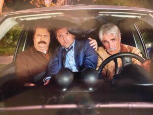 Adam Scott Instagram - The great @NickOfferman reminded me last night that this actually happened. Still can’t believe I got to be squished into a car with these two stone-cold foxes. ❤️❤️❤️