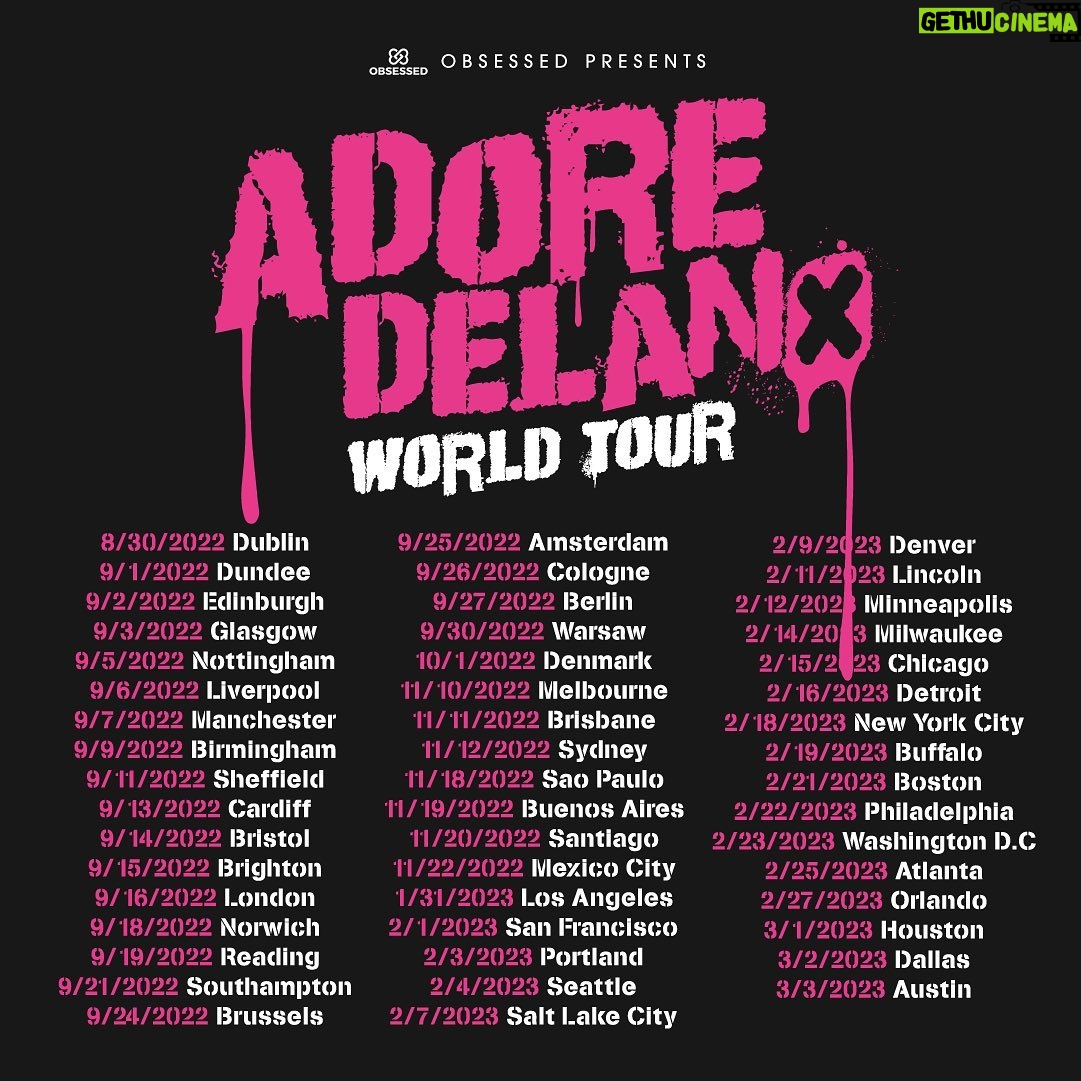Adore Delano Instagram - My #PartyYourWorld sets out in just under a month and I'm ready to fall in love with you all again! Who am I going to be seeing out on tour? Get your tickets and VIP upgrades to meet me at adoredelano.com (Link in bio) 💕 #AdoreDelano #ObsessedPresents #PartyYourWorld #DragRace #RPDR #RuPaulsDragRace 🎸 @obsessedintl