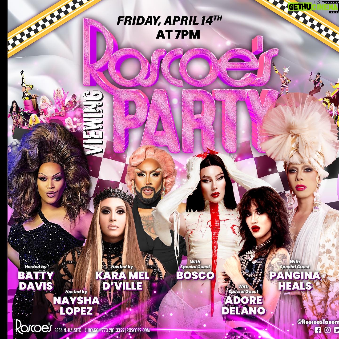 Adore Delano Instagram - ⚠️CHICAGO⚠️ I’ll be at @roscoestavern April 14th alongside the beautiful @queenbattydavis @nayshalopez @kmdville_official @hereisbosco @panginaheals 💕 7PM Viewing Party 10:30PM Showtime 🪩 See you there!