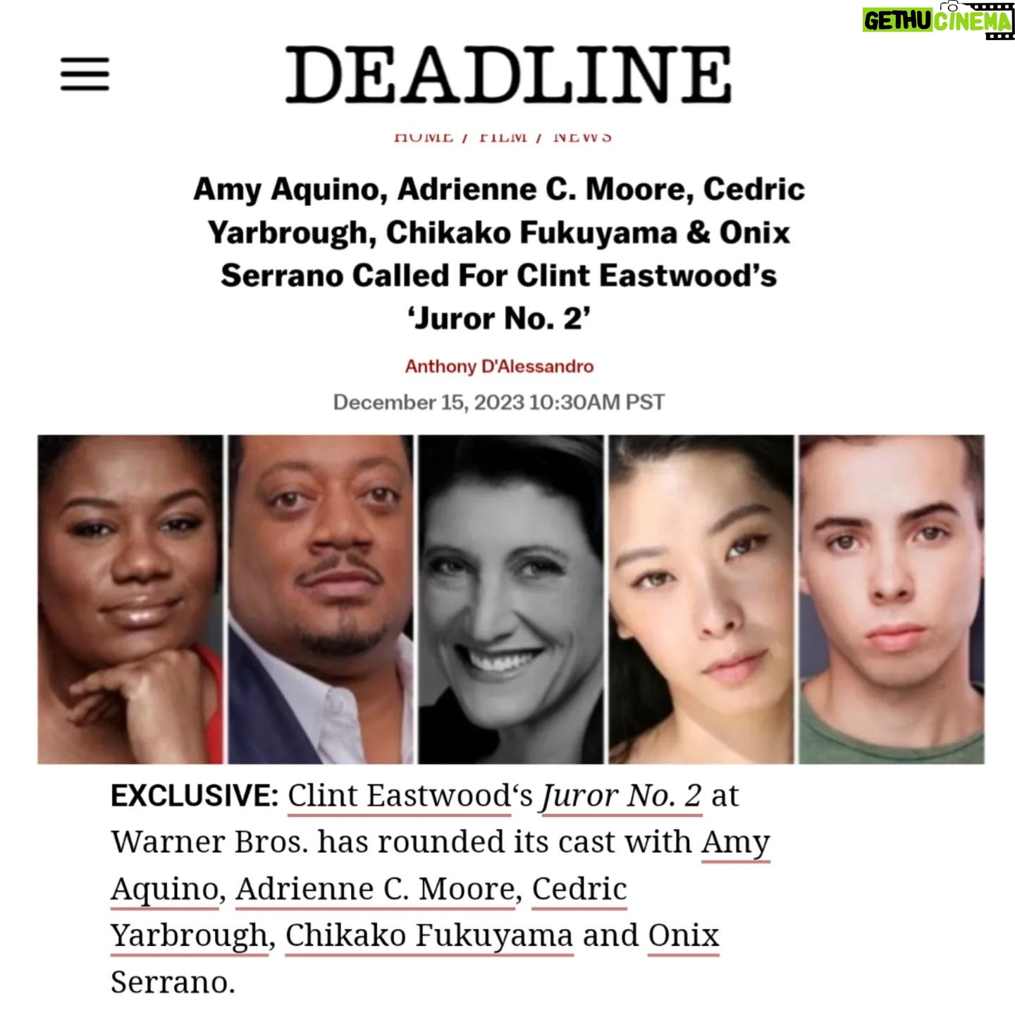 Adrienne C. Moore Instagram - ANNOUNCEMENT #1 - I've been holding onto this one for a while. Glad I can finally say. The #bts for this one is crazy. What a talented bunch of people that I get to play with everyday. Can't wait to share the journey along the way. I love this cast/crew! And for those who are asking and wondering, age ain't nothing but a number. Clint is the sharpest tool in the box and definitely one of the G.O.A.T.s. #juror2 @wbpictures