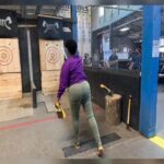 Adrienne C. Moore Instagram - #BTS. Stress reliever for sure. If you're watching tonight's episode of @prettyhardcases, Kelly Duff can't axe throw for nothing, but Adrienne C. Moore can. Lol. @cbcgem