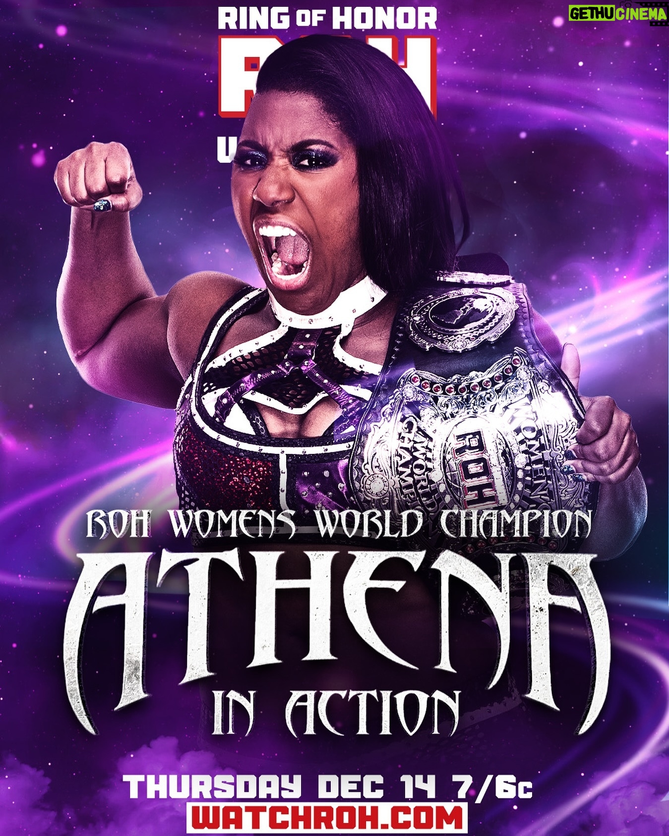 Adrienne Reese Instagram - Before she takes on @billie_starkz in your MAIN EVENT of #ROHFinalBattle this Friday, Dec 15th, the #ROH Women’s World Champion @athenapalmer_fg will be in action on #ROH TV! Watch #ROH TV on #HonorClub at WatchROH.com 7/6c