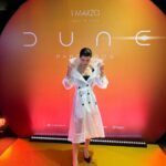 Agustina Palma Instagram - Ready for the future 🛸 #dunepartedos #dune #duneparttwo @warnerbrosspain @wbpictures Dress @karllagerfeld Shoes @almaenpenashoes Style @j.borgesio @viacomunicacion Jewelry @therengoconcept @dypcomunicacion @dunemovie