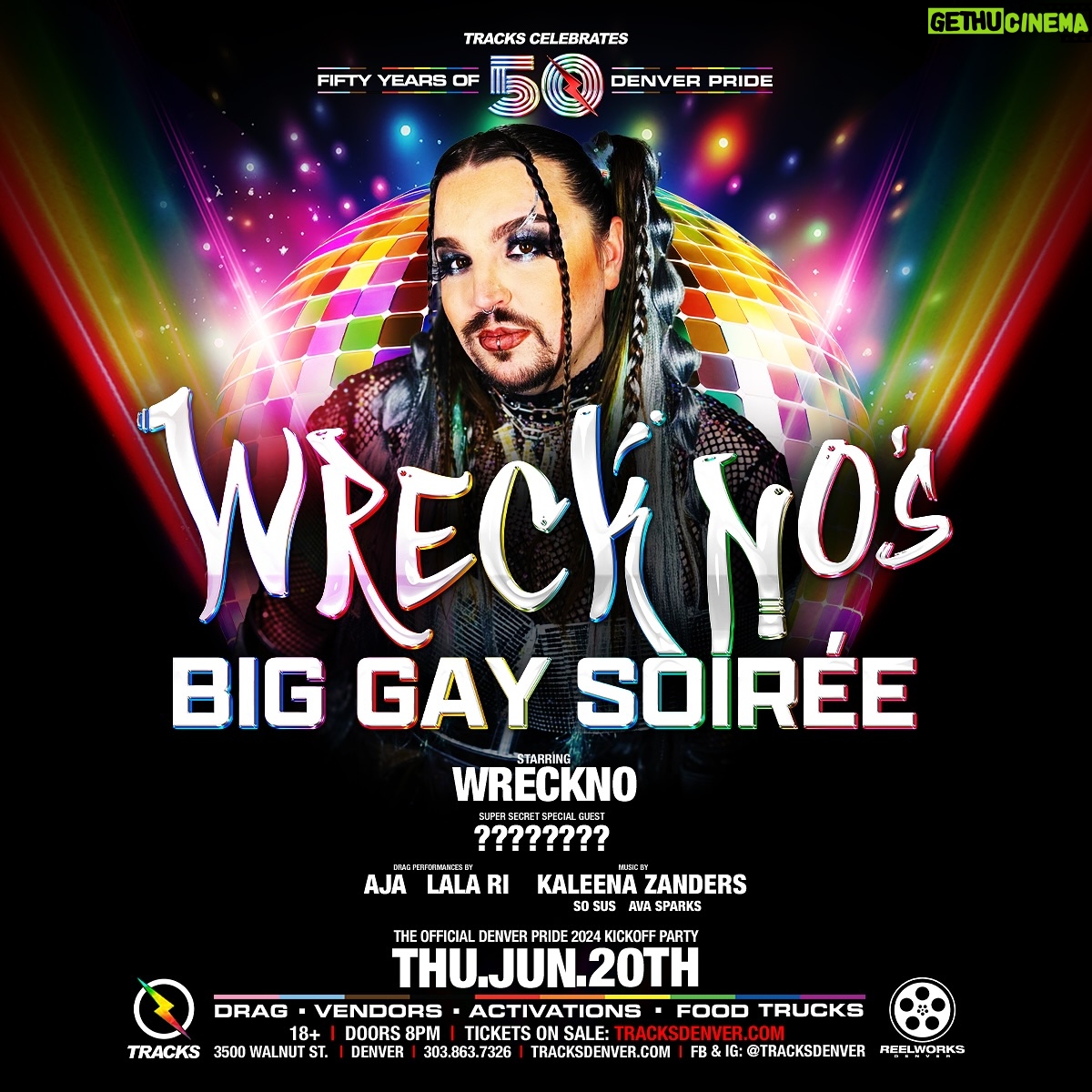Aja Instagram - WRECKNO’S BIG GAY SOIRÉE Starring WRECKNO Category is: stars, statements, & legends. Performances from the true beauties and ICONS @ajathekween @misslalari. Tunes by the divas @kaleenazanders @sosusmusic @itsavasparks a full set by a VERY special guest 👀 Vendors! Food trucks! Pride! 🌈✨ Come thru and celebrate with us!! Tix on sale NOW 💕 18 | Tracks/ReelWorks | Doors 8PM