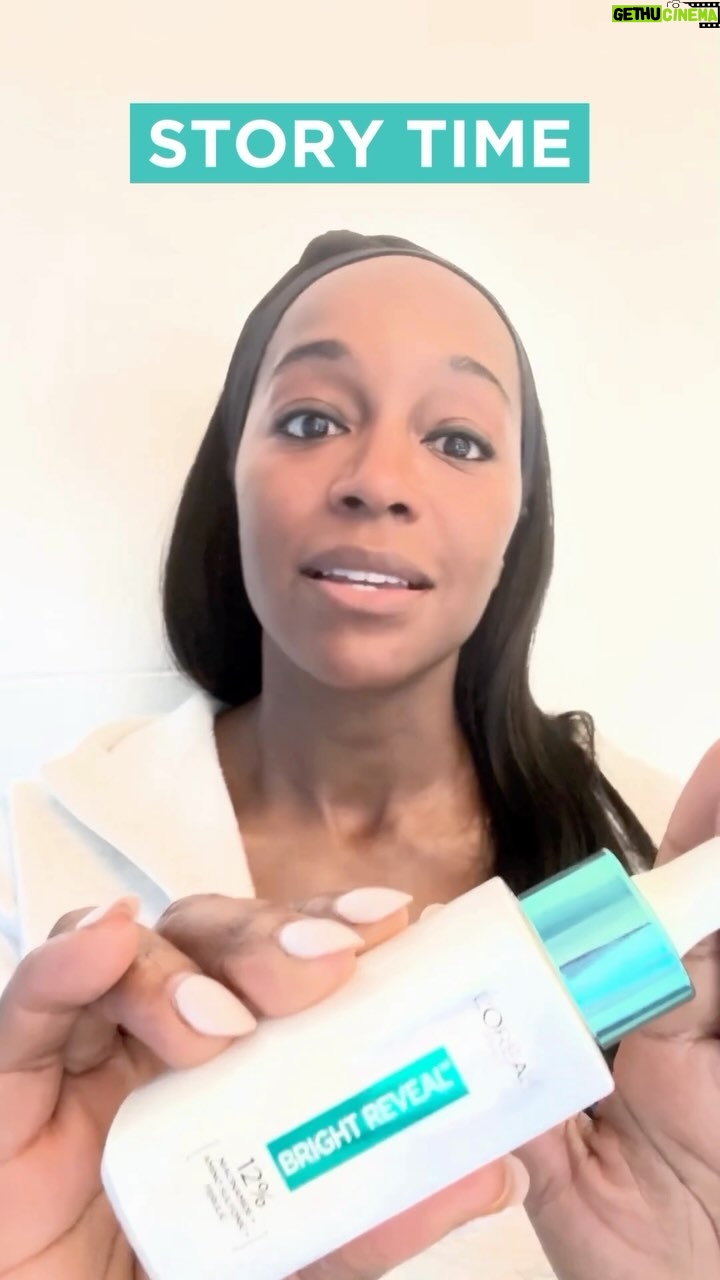 Aja Naomi King Instagram - Story time with @lorealparis! Bright Reveal serum and SPF to the rescue for breakouts. Come back in a month to see the final results! #BrightReveal #Skincare