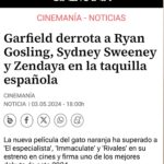 Alaska Instagram - ¡WOW, GRACIAS! #GarfieldLaPelícula es el estreno que más ha recaudado en la taquilla de España. Dejando a un lado las cifras, he sido muy feliz poniendo la voz a la gatita Jinx. Enhorabuena @sonypicturesspain.