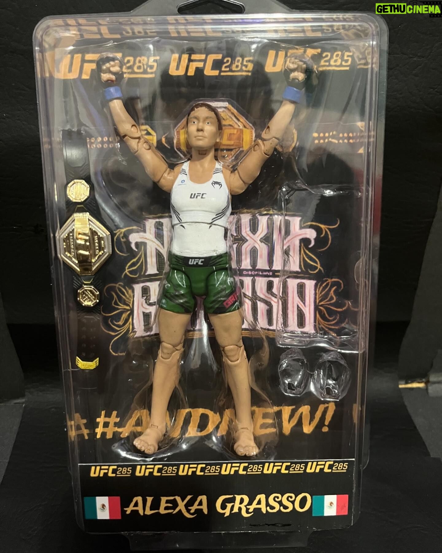 Alexa Grasso Instagram - Back again with another UFC custom figure, and it is of the current UFC Women’s Flyweight Champion of the world, Alexa Grasso! This is also my first ever female custom figure, how’d I do? This is based off her unexpected submission victory against Valentina Shevchenko at UFC 285! Head: My 3D print Body: Amanda Nunes Arms: Amanda Nunes Upper Legs: Amanda Nunes Lower Legs: Amanda Nunes Decals: Me #UFC30YEARS #UFC #customactionfigure #custom #actionfigure #art #thegreatestofalltime #venum #everlast #reebok #fighting #MMA #boxing #photography #champchamp #jazwares #mattel #champion #belt #flyweight #Alexa #Grasso #AlexaGrasso #UFC285