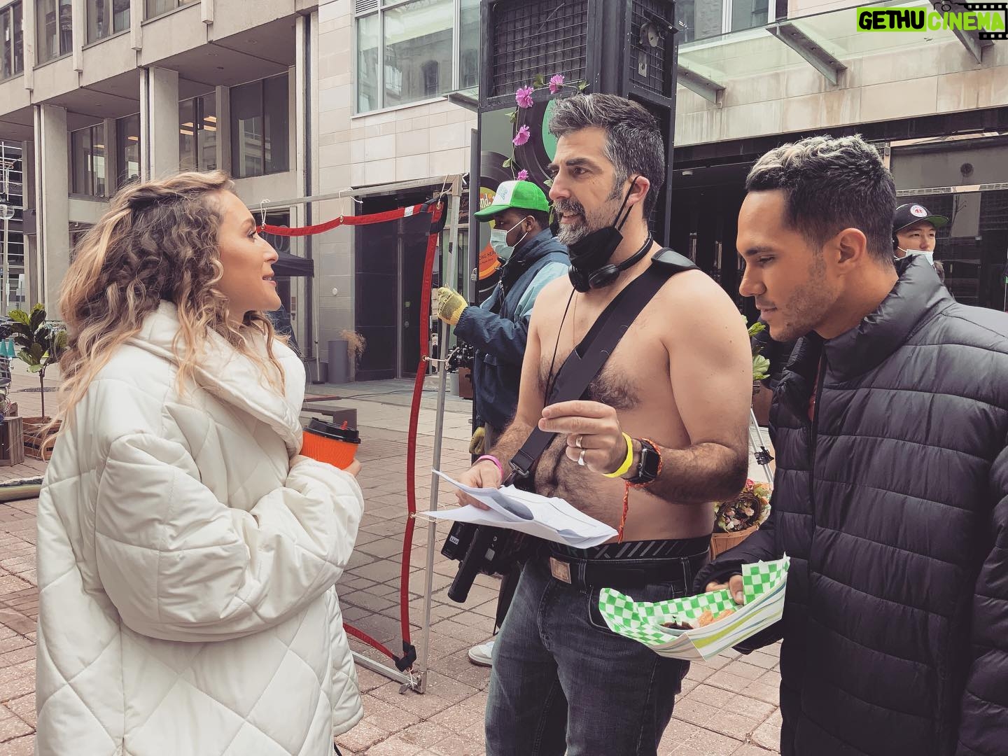 Alexa PenaVega Instagram - Last day with this very special group of people. The last photo (while hilarious) is actually something we have never seen on a set before. We were filming a “summer” day while there was literal snow falling… everyone on camera (the amazing background actors, me and Los) were freezing wearing summer clothing doing our best to fake being warm. Our amazing and beyond wonderful director Felipe decided if we had to suffer… he would suffer with us. 😭🙌🏽 This man had his shirt off until we finished the scene. 🙈 Never in my thirty years of show biz have I experienced a director do this🤣. We love you Felipe! Thank you for an incredible shoot!