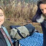 Alexandra Breckenridge Instagram - First season of #virginriverseries @martinhendersonofficial And myself trying to stay warm during a picnic ❤️