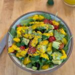 Alexandra Breckenridge Instagram – Fried egg cheese, grain free tortilla salad with carrot ginger dressing. 🌈