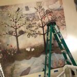 Alexandra Breckenridge Instagram - Late night wallpapering with hubs for baby B.B’s room 🌈🦄