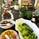 Alexandra Breckenridge Instagram – Nothing more fun than getting together with friends and cooking :-). 
We had a Korean barbecue weekend with Korean chicken, and shabu shabu steak, marinated and tofu. 
The dressing carrot ginger miso from Gwyneth Paltrow‘s cookbook. It’s all good.