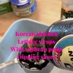 Alexandra Breckenridge Instagram – Sunnys, Korean chicken lettuce wraps
2-4lb boneless skinless chicken thigh
1/2cup soy sauce 
1/2cup sugar
1/2cupwater
1/4cup sesame oil
1/4 cup mirin
4tbs minced garlic from jar with juice
1tbs sesame seeds/roasted or not
2tsp black pepper 
marinade the chicken in this overnight 

I use red lettuce leaves as wraps 
Cook white rice I steamed mine with ginger and garlic 

Bean paste dipping sauce!!
2 tablespoons soy bean paste 
1 tablespoon. Red pepper paste. 
1 tablespoon sesame oil 
2 tablespoons minced garlic 
1 tablespoon honey 
1 teaspoon sesame seeds 
To see spoons, crushed pistachios for crunch