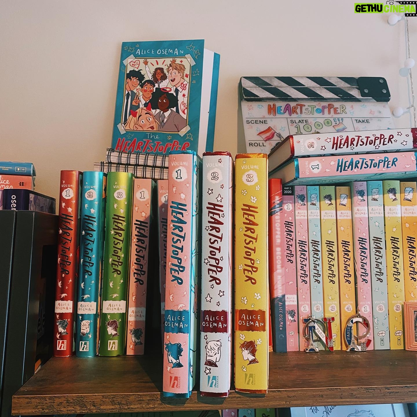 Alice Oseman Instagram - Out today… the special edition hardback of Heartstopper Volume 2!!! Soooo in love with how these three books look together. This one contains one of my oldest mini comics, ‘Flower Shop’! You can buy these special editions from most UK book retailers! 🌸