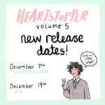 Alice Oseman Instagram - 📣 The Heartstopper Volume 5 publication date is moving to December 7th (UK/Ire/Aus/NZ) and December 19th (US)! 📣 The book is turning out longer than I anticipated, and I’m also hard at work this summer writing the scripts for season 3 of the Heartstopper TV show, so I realised I needed some extra time to finish drawing the book. I’m so sorry that you have to wait a little longer but I promise it’ll be worth it! Thank you for supporting the series! More information about publication dates in other countries to follow soon from the individual publishers 🍂🌈🏉🐶