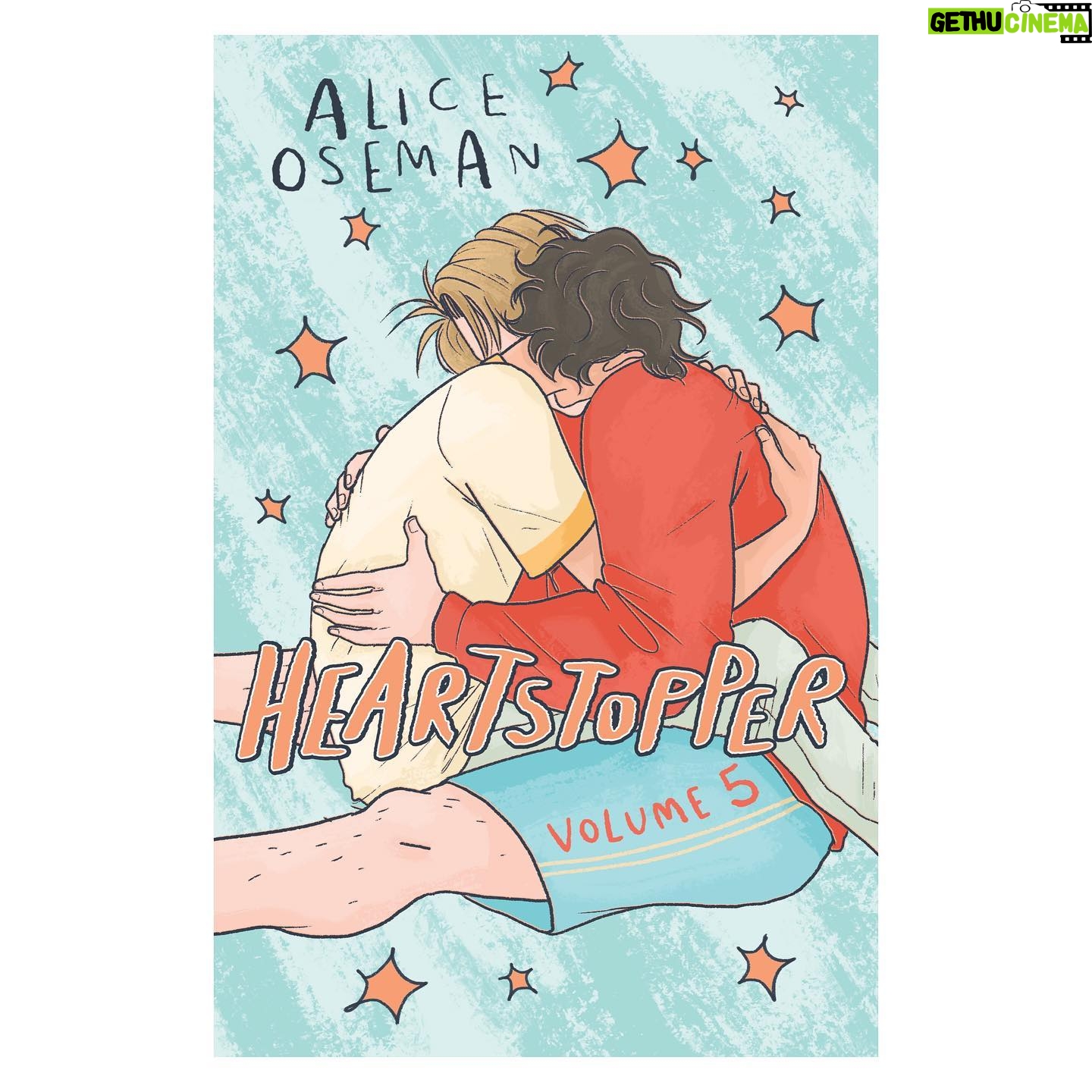 Alice Oseman - 663.2K Likes - HEARTSTOPPER VOLUME 5! I am soooo excited to share this cover with you!! It’s been a long time coming! I am in love with how this one turned out. Vol 5 is out in December and you can preorder now! 🍂💖🌈🐶🏉