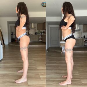 Alicia « Shanna » Kress Instagram - Ma transformation! 🤩
Je suis tellement heureuse 
C’est le jour J je vous montre le résultat .
6 mois séparent ces 2 photos:
5 mois pour la rééducation du périnée, pour retrouver une alimentation saine et 1 de sport 💥💪🏼

J’ai pris 22kg pour ma grossesse je faisais 85kg et j’en fais aujourd’hui 63 j’ai donc reperdu les 22kgs

Grâce à mon challenge « 30j soldat challenge » je suis fier d’avoir retrouvé mon corps 
Ça n’a pas été toujours facile 

Parfois la flemme, parfois envie de manger des conneries, parfois un gros manque de motivation, parfois pas le temps surtout avec un bébé, je suis comme vous et cette reprise a était vraiment dure. Mais j’y ai cru, j’ai pas lâché et d’ailleurs merci à tous les soldats de la team @fitness_camp_officiel_ parce que vous m’avez donné de la motivation! Quand je recevais vos messages et vos photos je me disais que je n’avais pas le choix ! Et que vous comptiez aussi sur nous pour les lives des samedis et vous auriez aussi envie de voir ma transformation à la fin de ces 30 jours et j’ai tenu! 
Donc merci à vous vraiment ! 😍🙏🏼♥️
Comme quoi les réseaux ont aussi un côté positif et que vous êtes une team au top! 
On peut être fier de nous 🙏🏼♥️

En tous cas si vous avez envie de faire comme moi 
Mon challenge est dispo dans nos stories et dans notre bio ou sur l’Instagram @fitness_camp_officiel_ 

Ce challenge vous pouvez le démarrer quand vous voulez les amis ! Je dirai même les soldats 😜🫵🏻

GARDE À VOUS 🫡
#sport #challenge #pertesdepoids #fitnesscamp #shannakress
#soldat