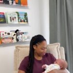 Allyson Felix Instagram - This mom’s new essential? ⁣ ⁣ The @spanx AirEssentials Maxi T-Shirt Dress. No fuss, breathable and super soft - for all those baby cuddles 👶🏽☁️🩵⁣ ⁣ #spanxpartner