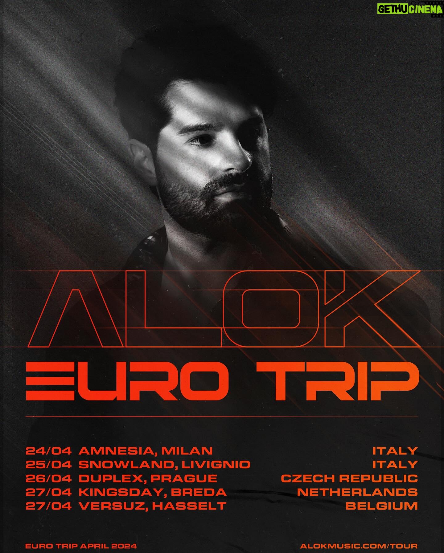 Alok Instagram - Next shows: Apr 24 - @amnesiamilano - Milan, Italy Apr 25 - @snowlandlivigno - Livigno SO, Italy Apr 26 - @duplexprague - Prague, Czech Republic Apr 27 - @clubversuz - Hasselt, Belgium Apr 27 - Kingsday - Breda, Netherlands