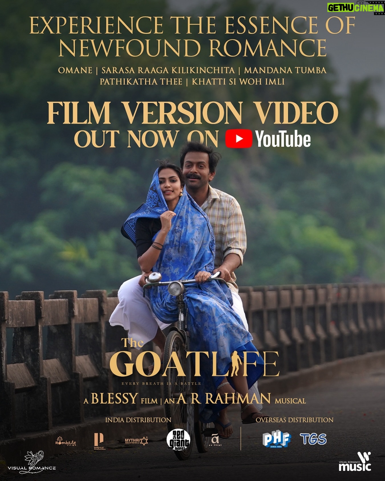 Amala Paul Instagram - Immerse yourself in the joyous journey of love, evoking the essence of newfound romance! Watch the Film Version video of the soul-stirring duet, now available in 5 different languages on our Official YouTube channel! #TheGoatLifeInCinema #Adujeevitham @arrahman @jimmyjeanlouis @resulpookutty @benny.benyamin @talib_m_albalushi @rikaby1 @Stephy_Zaviour @robinjorje @susil.thomas @ranjithambady @vishal_fx84 @finngeorgevarghese @ajithbabu7 @prince_raphel @prasanthmadhav.artdirector @sunil_ks1 @sreekar.prasadl @im_a_s_h_ @aafilms.official @mythriofficial @redgiantmovies @hombalefilms @prithvirajproductions @magicframes2011 @iamlistinstephen @catalyst4movies